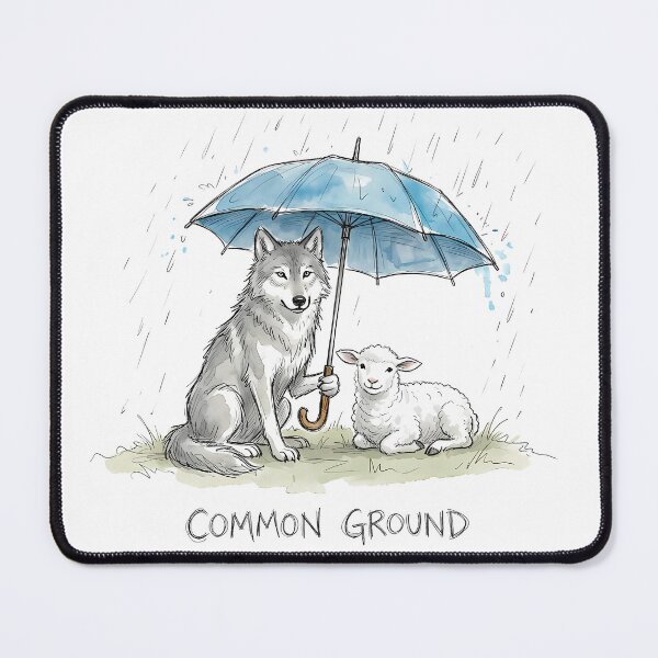 Item preview, Common Ground Wolf and Lamb Watercolor Peace Art designed and sold by SoulPT.