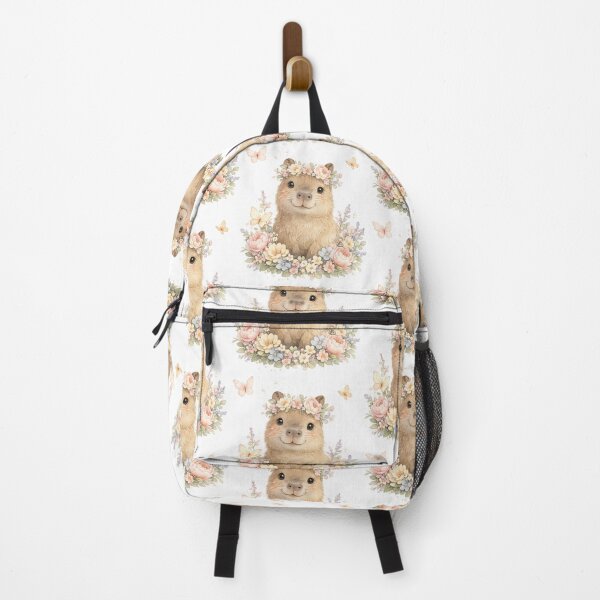 Item preview, Cute Floral Capybara – Whimsical Spring Animal Art designed and sold by Clothes With Smiling Animals Walt Gral.
