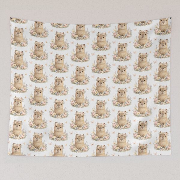 Item preview, Cute Floral Capybara – Whimsical Spring Animal Art designed and sold by Clothes With Smiling Animals Walt Gral.