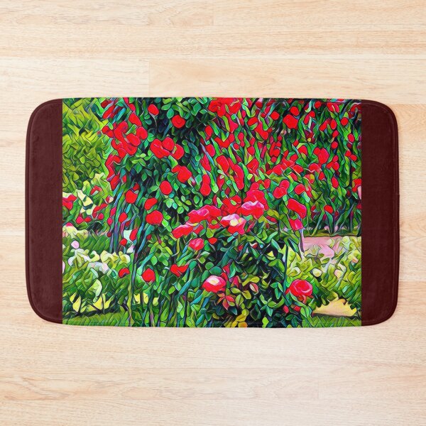 Item preview, Abstract Impressionist Red Rose Bush Garden Digital Art designed and sold by BalkanBloom.
