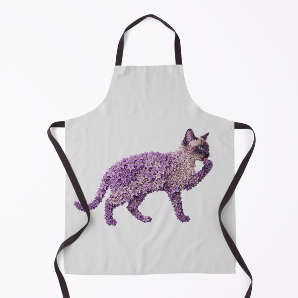 Item preview, Eggplant Flower Purple floral Siamese cat silhouette composed entirely of small blossoms designed and sold by Siam Soul Studio.
