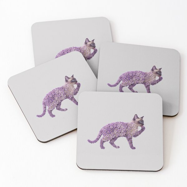 Item preview, Eggplant Flower Purple floral Siamese cat silhouette composed entirely of small blossoms designed and sold by Siam Soul Studio.