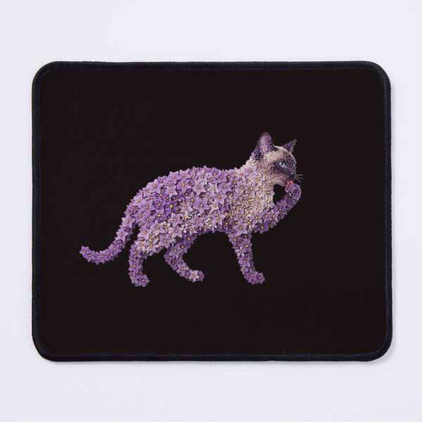 Item preview, Eggplant Flower Purple floral Siamese cat silhouette composed entirely of small blossoms designed and sold by Siam Soul Studio.