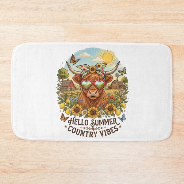Item preview, HelloSummerCountryVibes–HighlandCowSunflowerDesign–RusticFarmhouseStyle designed and sold by ShirtsUp-Lane.