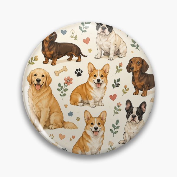Item preview, Cute Dog Breeds Pattern | Golden Retriever, Corgi, Dachshund & French Bulldog Seamless Design designed and sold by RJACreative.