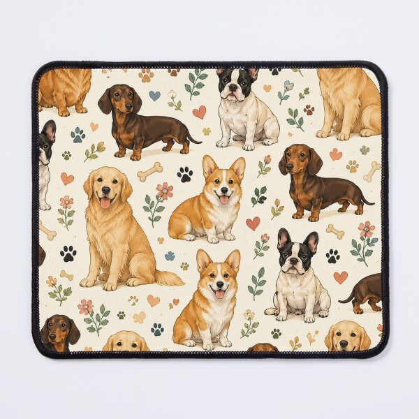 Item preview, Cute Dog Breeds Pattern | Golden Retriever, Corgi, Dachshund & French Bulldog Seamless Design designed and sold by RJACreative.