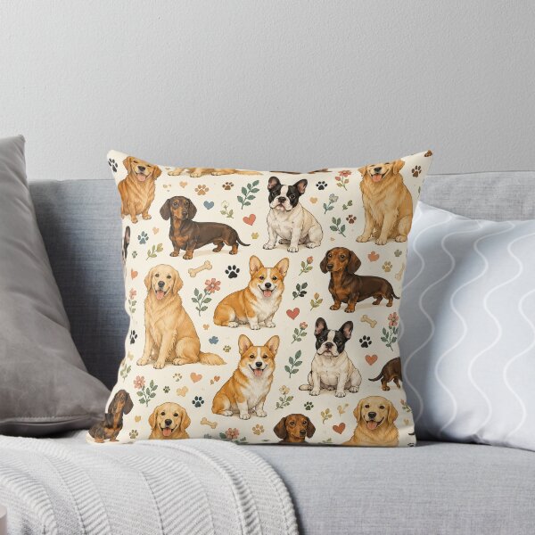 Item preview, Cute Dog Breeds Pattern | Golden Retriever, Corgi, Dachshund & French Bulldog Seamless Design designed and sold by RJACreative.