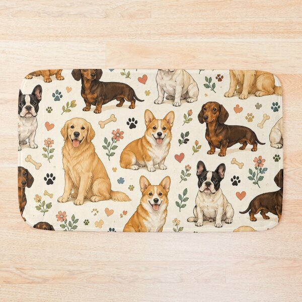 Item preview, Cute Dog Breeds Pattern | Golden Retriever, Corgi, Dachshund & French Bulldog Seamless Design designed and sold by RJACreative.