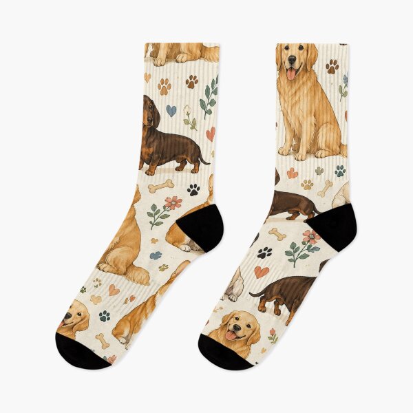 Item preview, Cute Dog Breeds Pattern | Golden Retriever, Corgi, Dachshund & French Bulldog Seamless Design designed and sold by RJACreative.