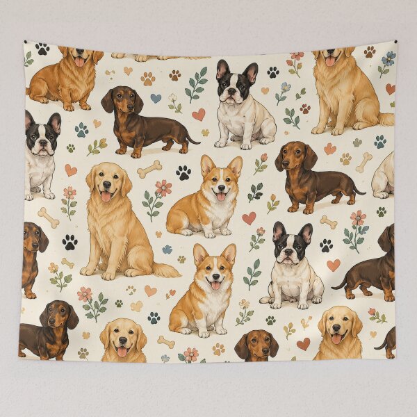 Item preview, Cute Dog Breeds Pattern | Golden Retriever, Corgi, Dachshund & French Bulldog Seamless Design designed and sold by RJACreative.
