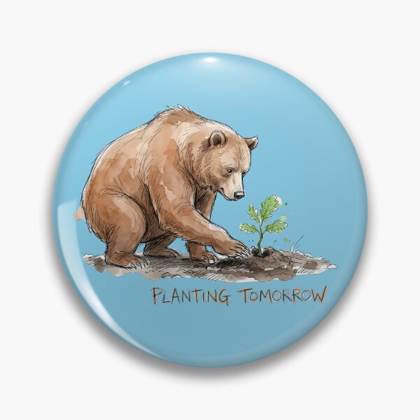 Item preview, Planting Tomorrow Grizzly Bear Watercolor Nature Art designed and sold by SoulPT.