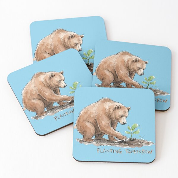 Item preview, Planting Tomorrow Grizzly Bear Watercolor Nature Art designed and sold by SoulPT.