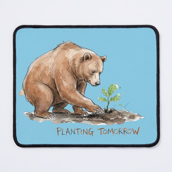 Item preview, Planting Tomorrow Grizzly Bear Watercolor Nature Art designed and sold by SoulPT.