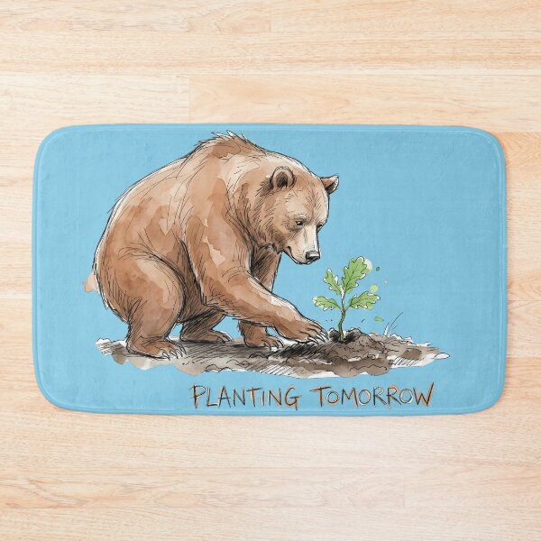 Item preview, Planting Tomorrow Grizzly Bear Watercolor Nature Art designed and sold by SoulPT.