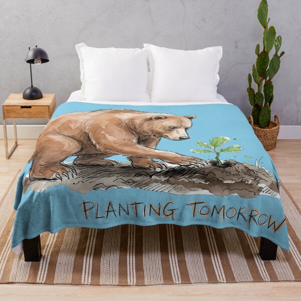 Item preview, Planting Tomorrow Grizzly Bear Watercolor Nature Art designed and sold by SoulPT.