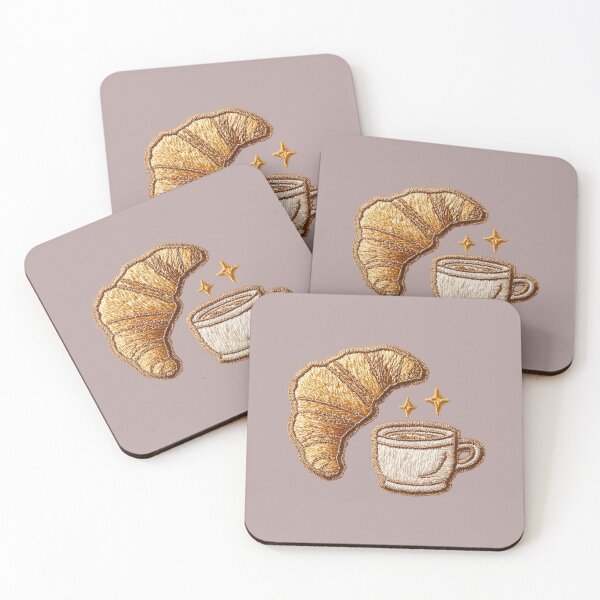 Item preview, Embroidered Coffee and Croissant designed and sold by MegaNovaArt.