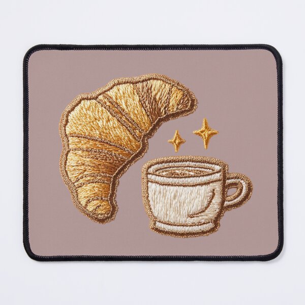 Item preview, Embroidered Coffee and Croissant designed and sold by MegaNovaArt.