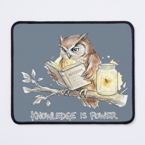 Item preview, Knowledge Is Power Wise Owl Reading Book Watercolor Art designed and sold by SoulPT.