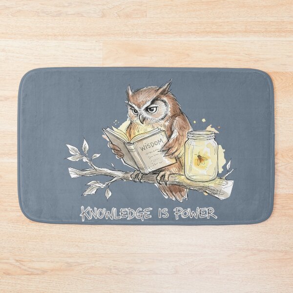 Item preview, Knowledge Is Power Wise Owl Reading Book Watercolor Art designed and sold by SoulPT.