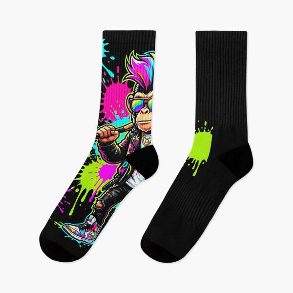 Item preview, Cool Neon Chimp Graffiti Streetwear Punk Monkey Baseball Bat designed and sold by ArcaneArtistry.
