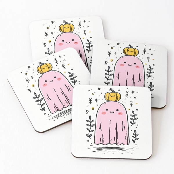 Item preview, Halloween_Pic 1_Cute pink ghost and cute pumpkin designed and sold by Karen Lee J.