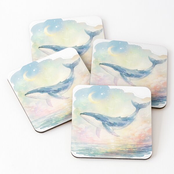 Item preview, Flying Whale Dreamscape Sticker | Ocean Healing Art | Watercolor Whale Aesthetic designed and sold by Kr8Design.