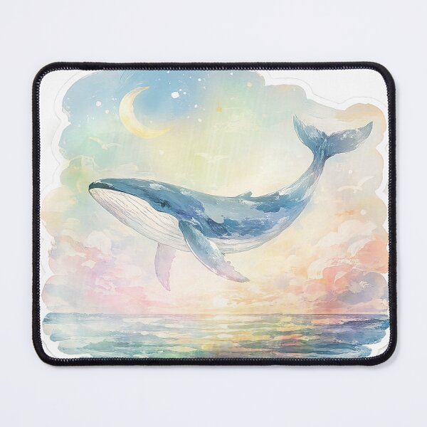 Item preview, Flying Whale Dreamscape Sticker | Ocean Healing Art | Watercolor Whale Aesthetic designed and sold by Kr8Design.