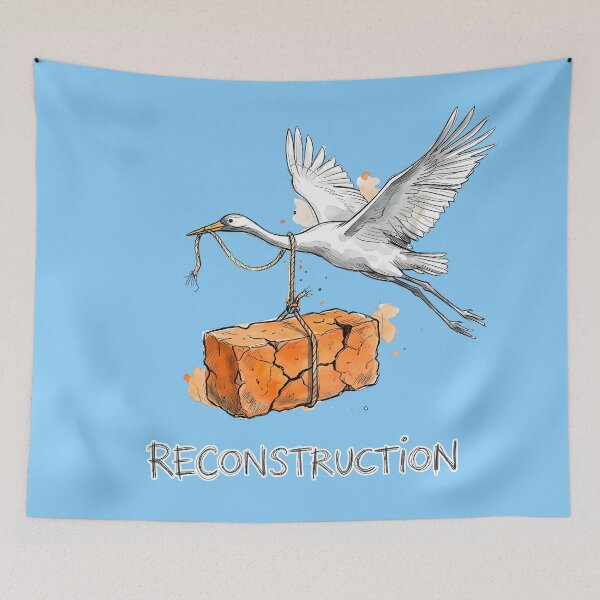 Item preview, Reconstruction Stork Bird Rebuilding Hope Watercolor Sketch designed and sold by SoulPT.