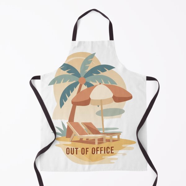 Item preview, Out of office beach palm umbrella loungers funny vacation summer illustrated coastal scene designed and sold by icemanphotos.