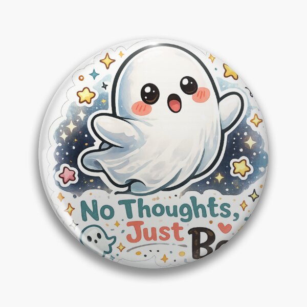 Item preview, No Thoughts, Just Boo – Cute Kawaii Ghost Sticker  designed and sold by Jyotisima8929.