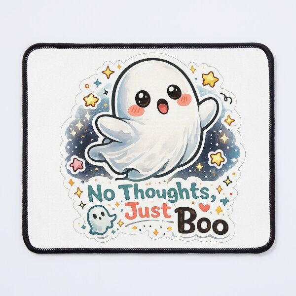 Item preview, No Thoughts, Just Boo – Cute Kawaii Ghost Sticker  designed and sold by Jyotisima8929.
