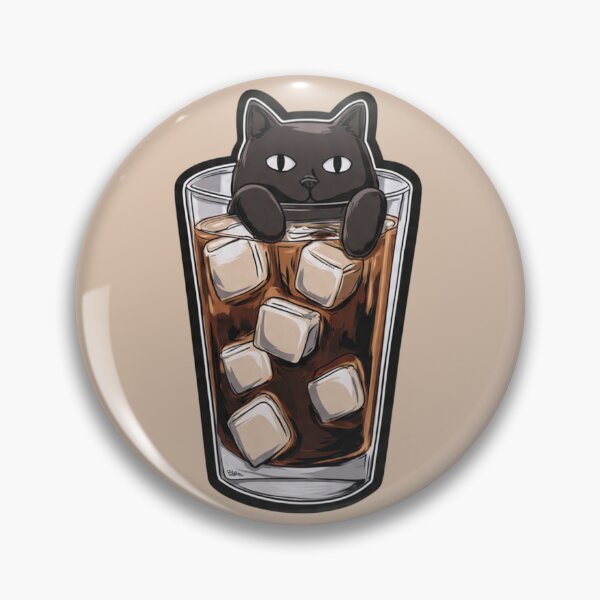 Item preview, Black Cat Iced Coffee Glass Surreal Funny Design designed and sold by BooDesignStudio.