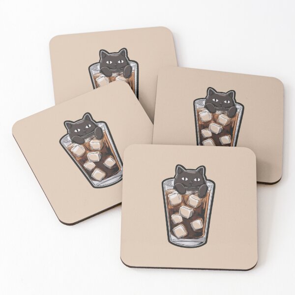 Item preview, Black Cat Iced Coffee Glass Surreal Funny Design designed and sold by BooDesignStudio.