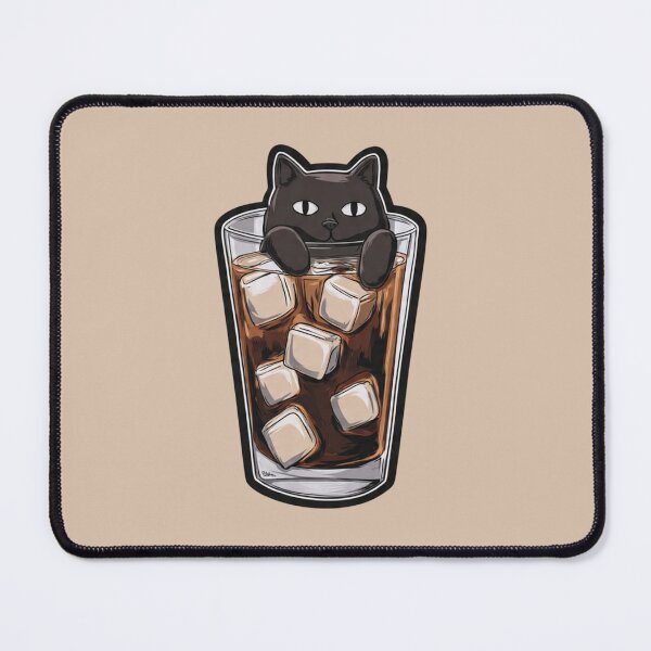 Item preview, Black Cat Iced Coffee Glass Surreal Funny Design designed and sold by BooDesignStudio.