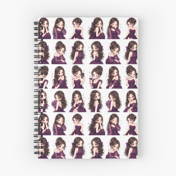 Item preview, Cute Chibi Girl in Purple Party Dress Sticker Sheet designed and sold by KeerthiCuteFind.