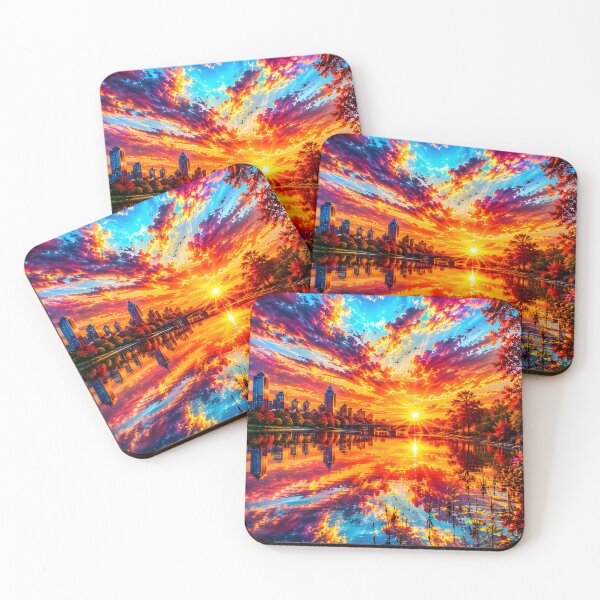 Item preview, Radiant Symphony of Light | Vibrant Sunset Reflection Landscape Art designed and sold by RockyLambda.
