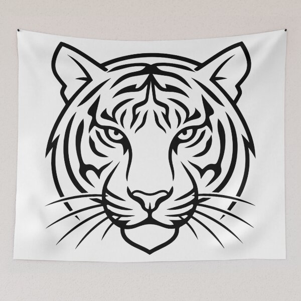 Item preview, Minimalist Tiger Face Line Art  designed and sold by ARTROGAN.