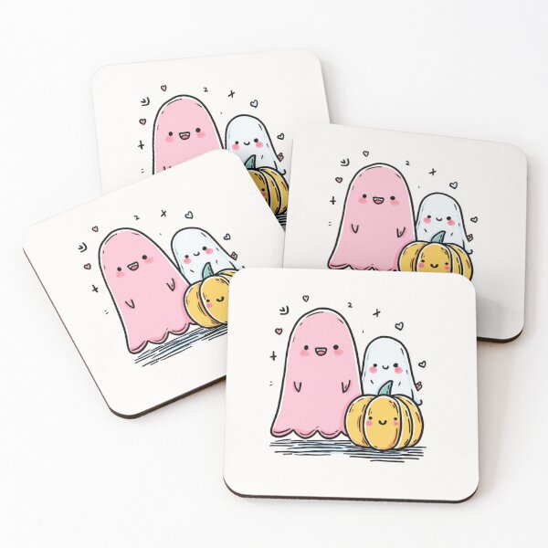 Item preview, Halloween_Pic 2_Cute pink ghost, cute white ghost and cute pumpkin designed and sold by Karen Lee J.