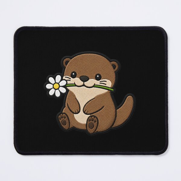 Item preview, Cute Otter Holding a Flower Embroidery Patch designed and sold by ColorSplash123.