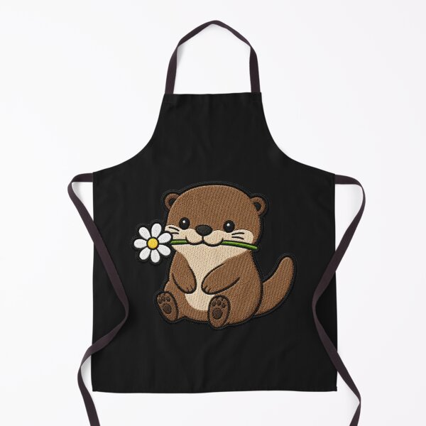 Item preview, Cute Otter Holding a Flower Embroidery Patch designed and sold by ColorSplash123.