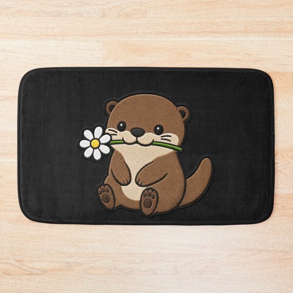 Item preview, Cute Otter Holding a Flower Embroidery Patch designed and sold by ColorSplash123.