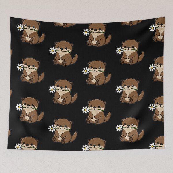 Item preview, Cute Otter Holding a Flower Embroidery Patch designed and sold by ColorSplash123.