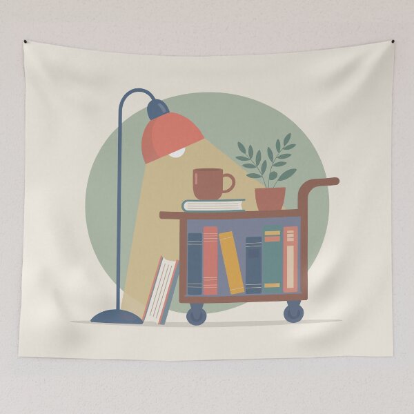 Item preview, Cozy Night Library Cart Lamp Illustration  designed and sold by TrendMorphic.