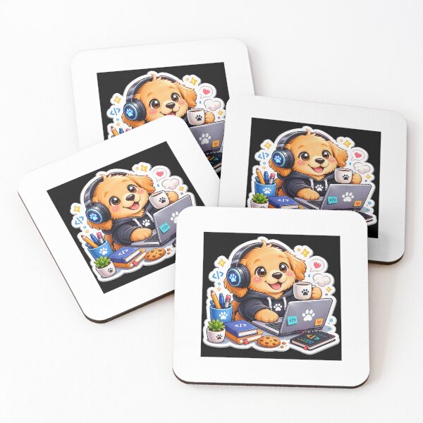 Item preview, Cute Puppy Programmer Laptop Sticker designed and sold by CodePaws Creations.