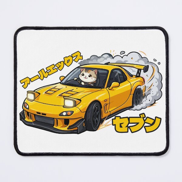 Item preview, Kawaii Drift Cat RX7 JDM Racer Akina mountain designed and sold by Muri Neko.