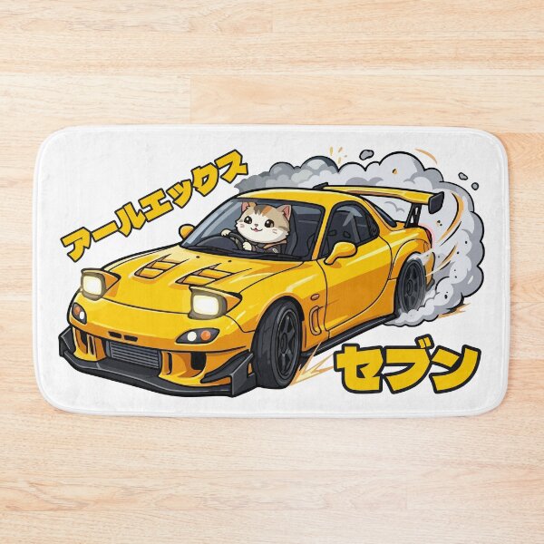 Item preview, Kawaii Drift Cat RX7 JDM Racer Akina mountain designed and sold by Muri Neko.