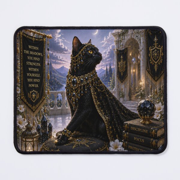 Item preview, Onyx Shadowguard Cat Guardian of Protection Strength and Inner Power Fantasy Black Cat Art designed and sold by Mindworx21.