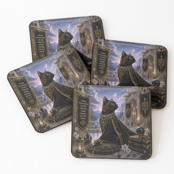 Item preview, Onyx Shadowguard Cat Guardian of Protection Strength and Inner Power Fantasy Black Cat Art designed and sold by Mindworx21.