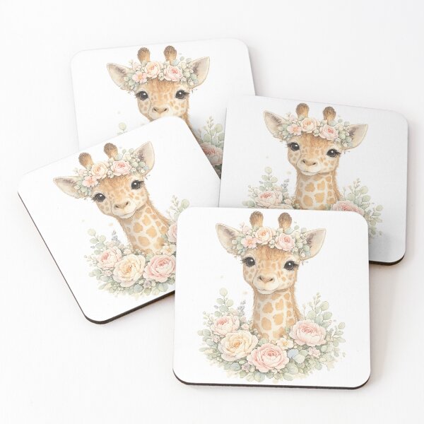 Item preview, Floral Giraffe – Whimsical Safari Animal Art designed and sold by Clothes With Smiling Animals Walt Gral.
