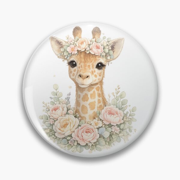 Item preview, Floral Giraffe – Whimsical Safari Animal Art designed and sold by Clothes With Smiling Animals Walt Gral.